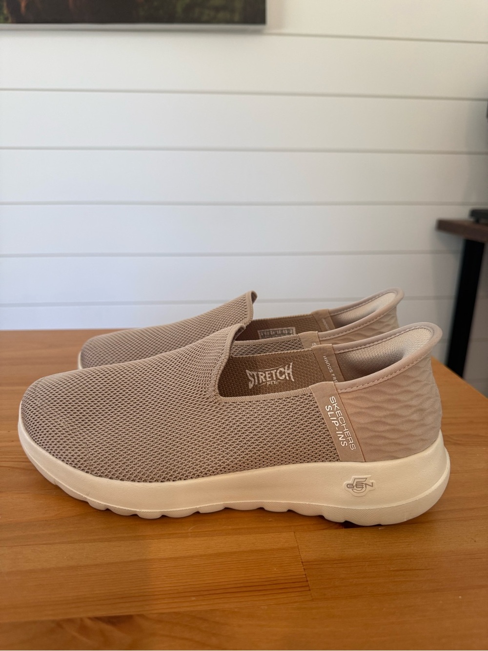 Skechers Slip-On Stretch Knit Mules in Light Taupe Size 8
